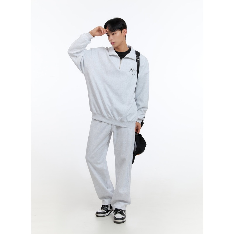 Men’s  Banded Cotton Solid Sweatpants (White) IS412 White M