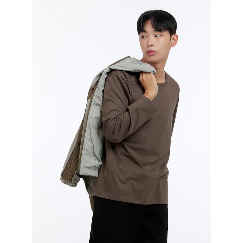 Men’s Basic Cotton Long Sleeve T-Shirt (Brown) IS412 Brown M