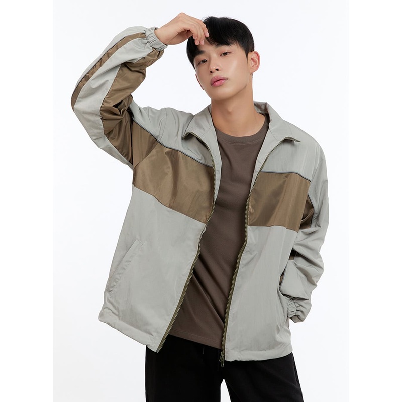 Men’s Zip-Up Nylon Wind Jacket IS412 Gray M/L