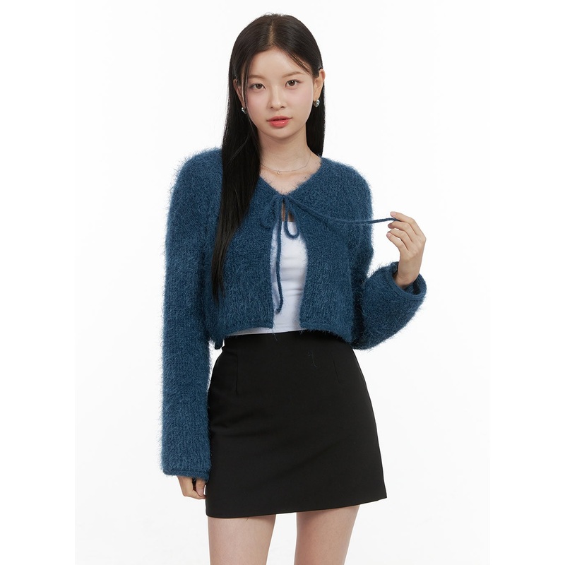 Ribbon-Trimmed Bolero Cardigan OS411 Dark blue S/M