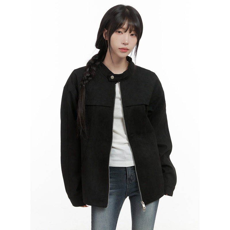 Chic Solid Print Polyester Jacket CS413 Black S/M