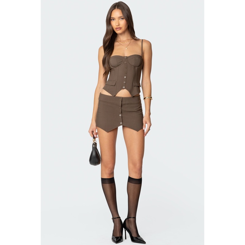 Ellis Buttoned Up Mini Skort BROWN XS