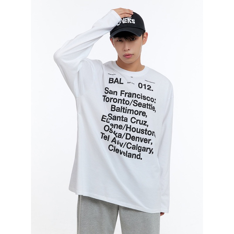 Men’s Cotton Lettering Oversize T-Shirt IS413 White M/L