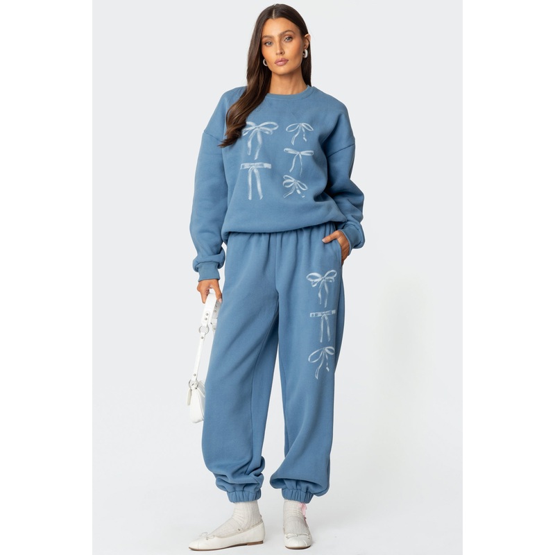 Bow Bliss Oversized Sweatpants BLUE XS