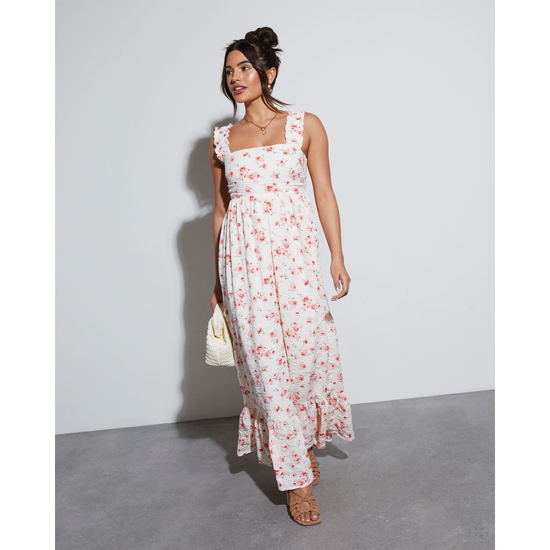 Cottagecore Floral Maxi Dress Red/Floral XS