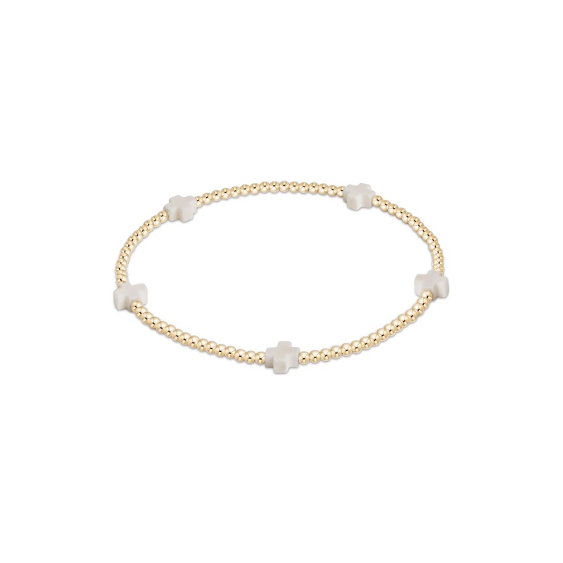 enewton Signature Cross 2mm Bead Bracelet Off-White