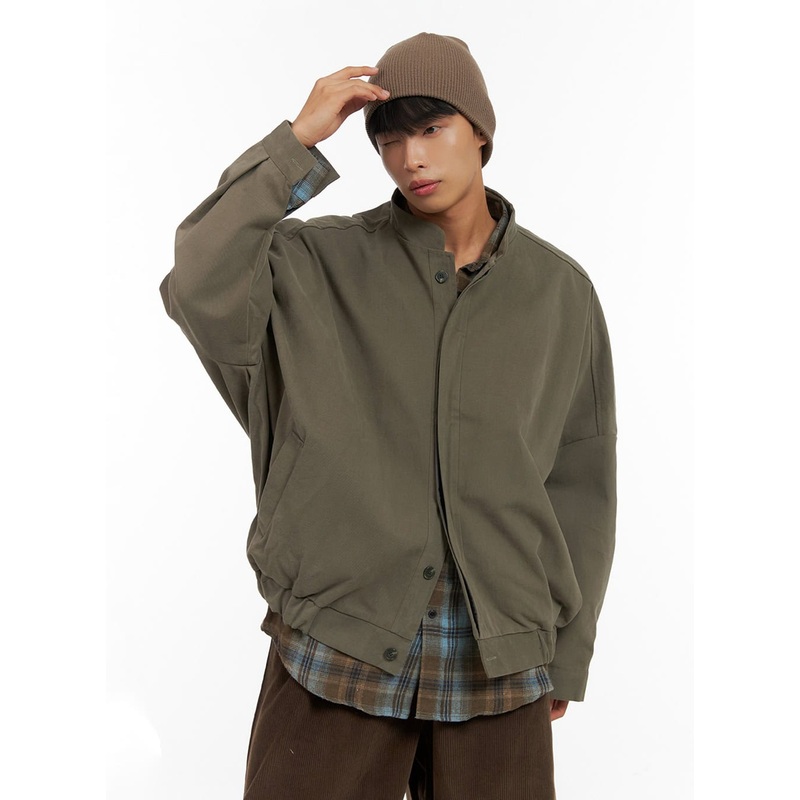 Men’s Cotton Buttoned Cargo Jacket IS419 Dark green M/L