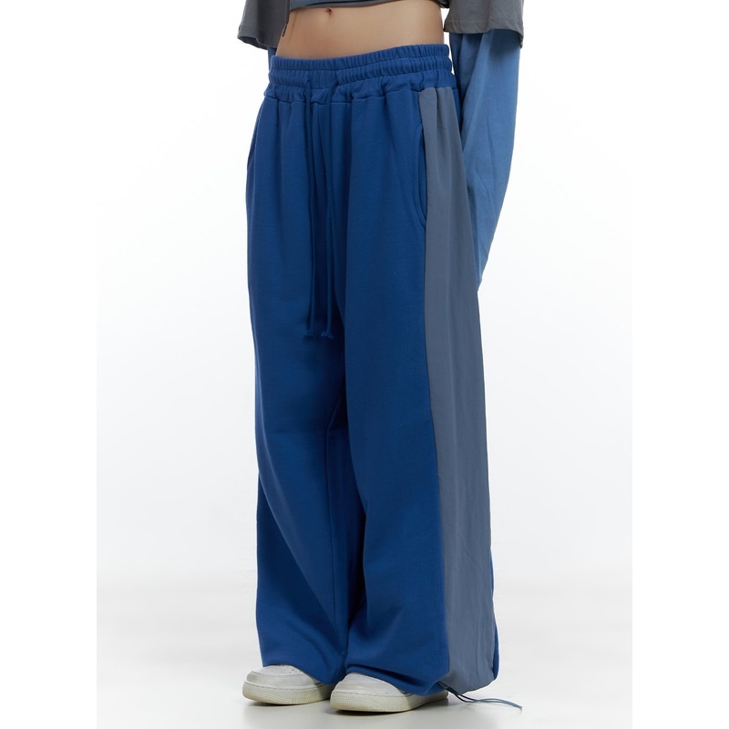 Banded Mixed Color Nylon Sweatpants CS420 Blue S/M