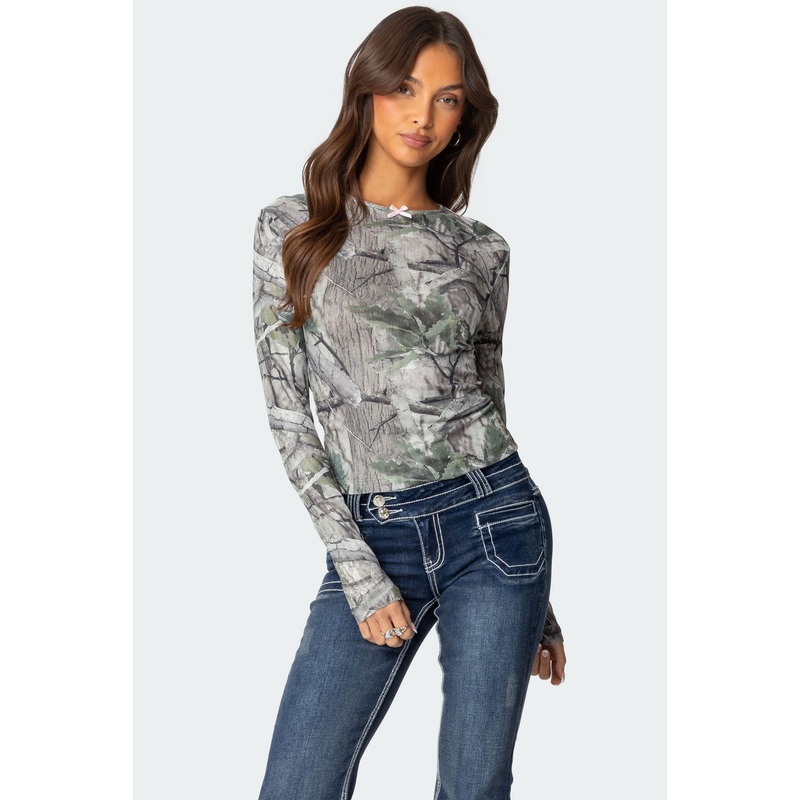 Camo Babe Top OLIVE XS