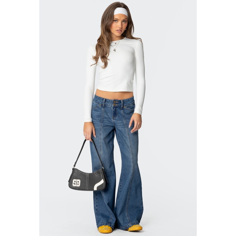 Charlie Panel Stitch Low Rise Jeans BLUE WASHED XS