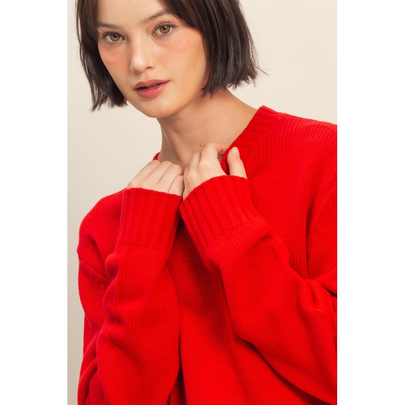 Cropped Sweater – Red Small
