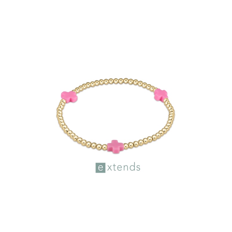 enewton  Extends Signature Cross Gold Pattern 3mm Bead Bracelet – Bright Pink