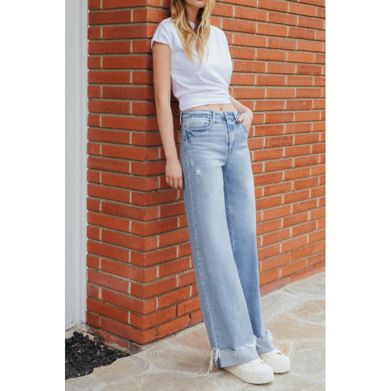 Flying Monkey  Super High Rise Cuffed Wide Jeans – Four Walls 24