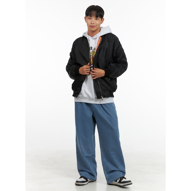 Men’s Pintuck Wide Fit Cotton Denim Jeans IS419 Blue M