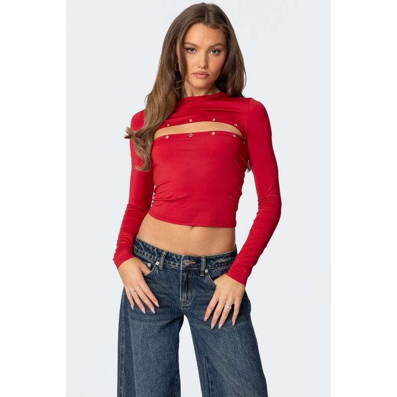 Revi Front Cut Out Grommet Top RED XS