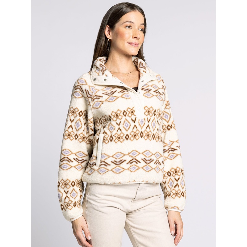 Thread & Supply  Piper Pullover – Cream & Brown Aztec Small