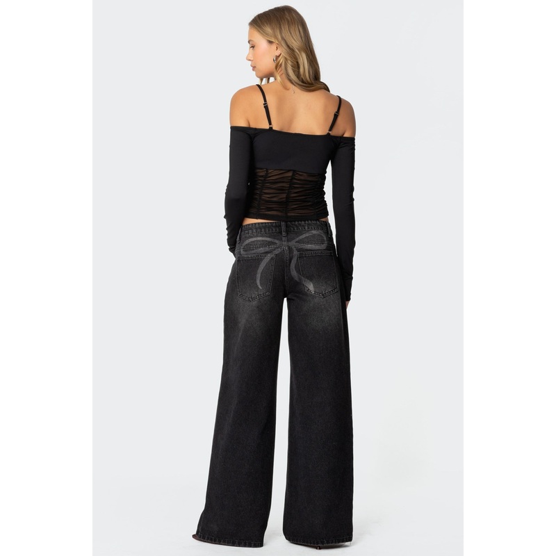 Vyxen Vintage Washed Low Rise Jeans BLACK WASHED XS