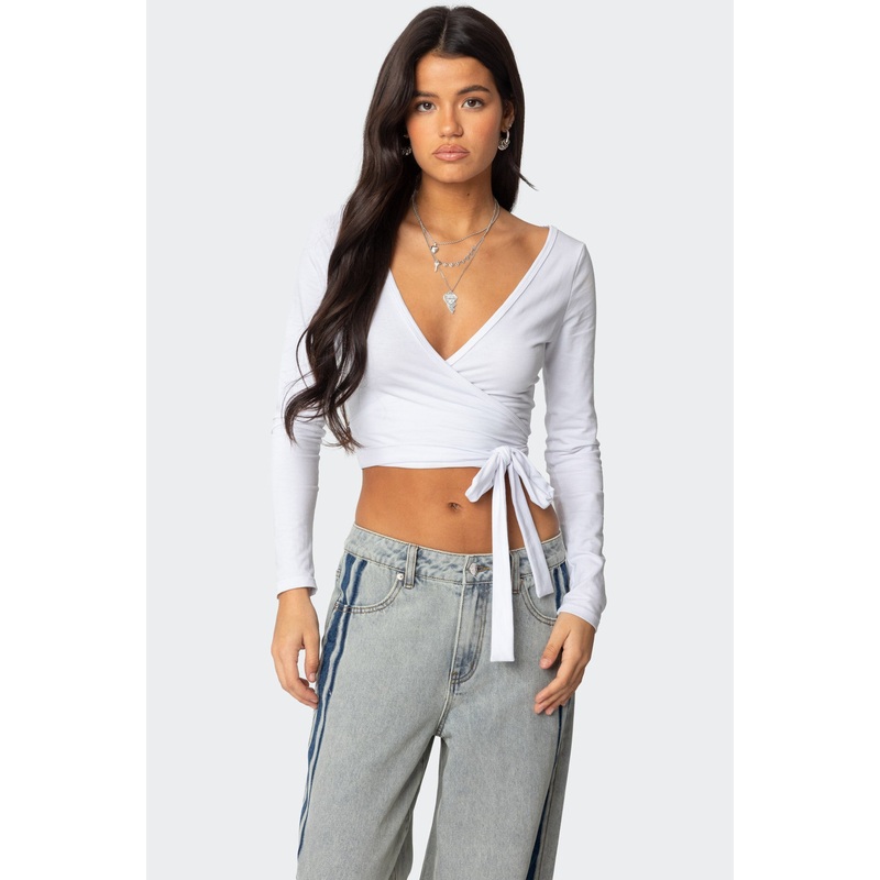 Aila Wrap Top WHITE XS