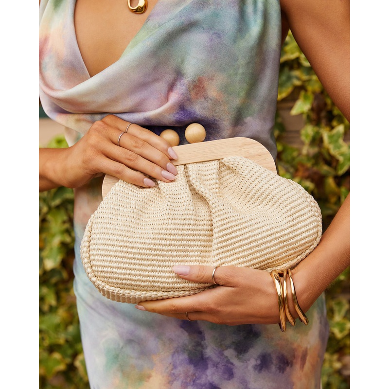 Beach Club Raffia Clutch Ivory O/S