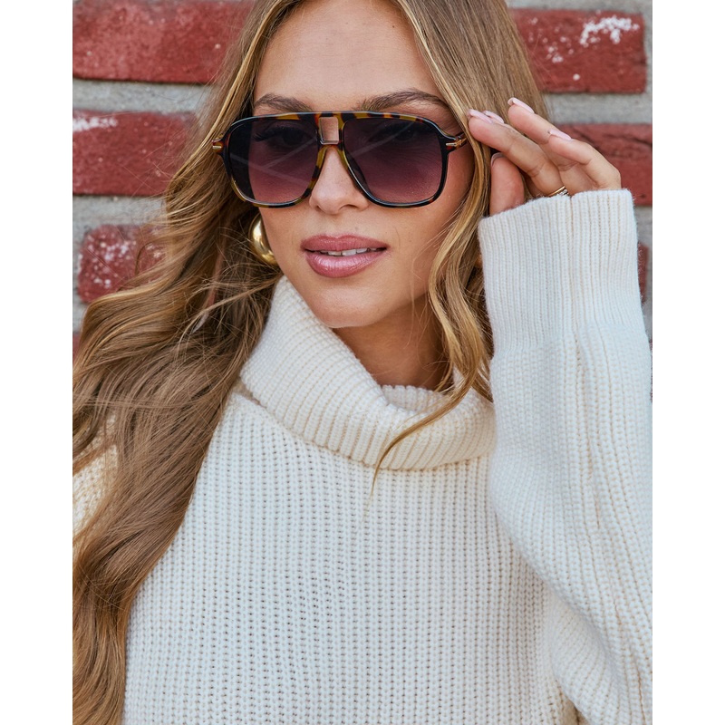 Capriana Large Tortoise Aviator Sunglasses Brown O/S