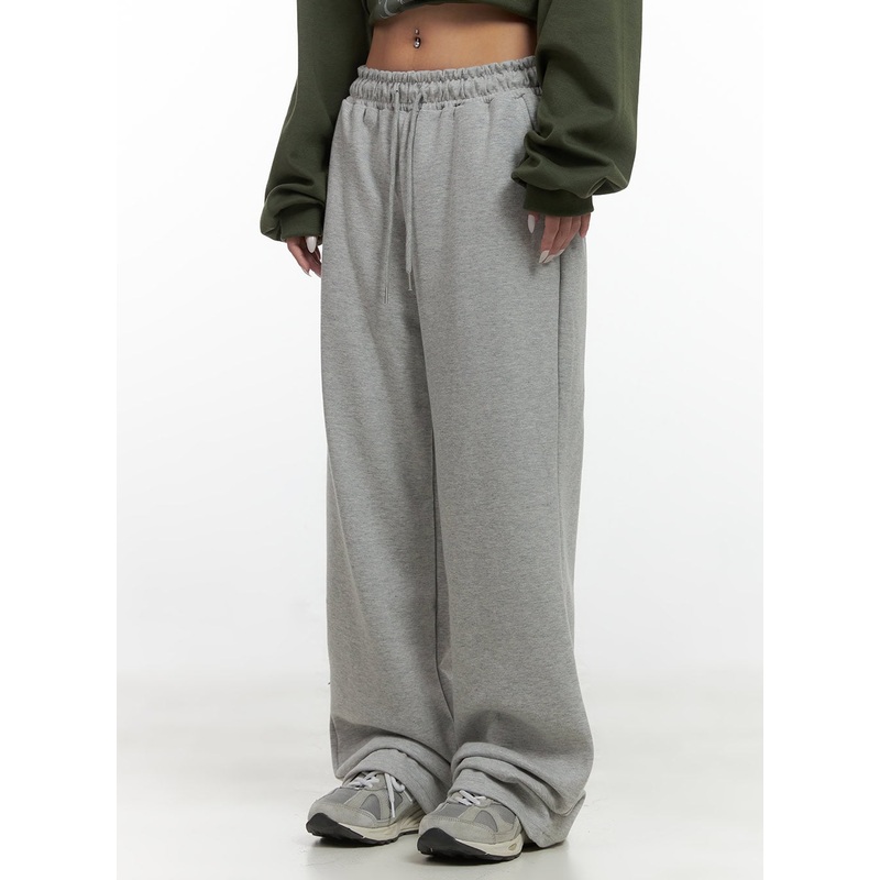 Relaxed Fit Banded Cotton Sweatpants CS426 Gray S