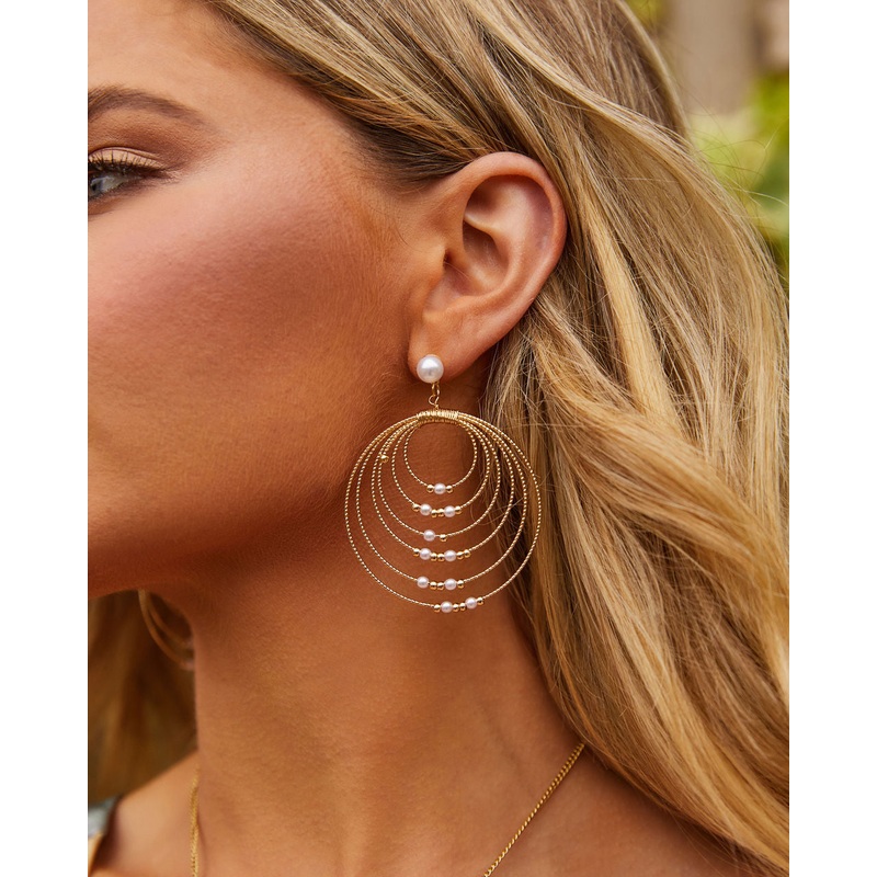 Susanna Layered And Beaded Drop Earrings Gold O/S