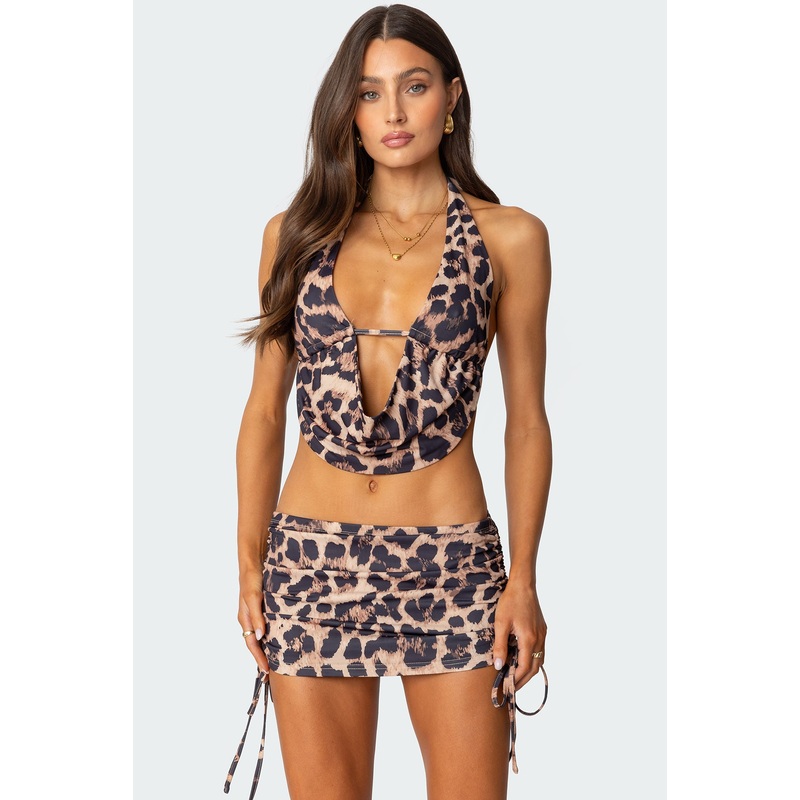 Zena Leopard Printed Backless Top LEOPARD XS