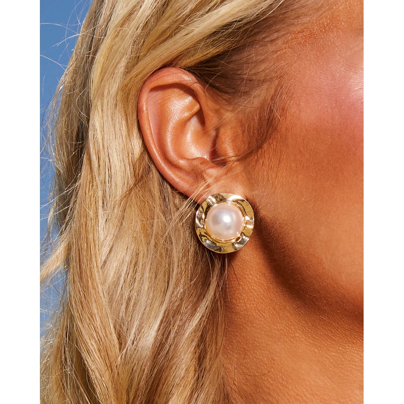 Clubhouse Core Hammered Stud Earrings Gold O/S