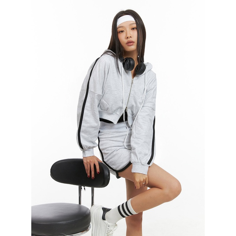 Cotton Zip- Up Track Hoodie IS427 White S/M