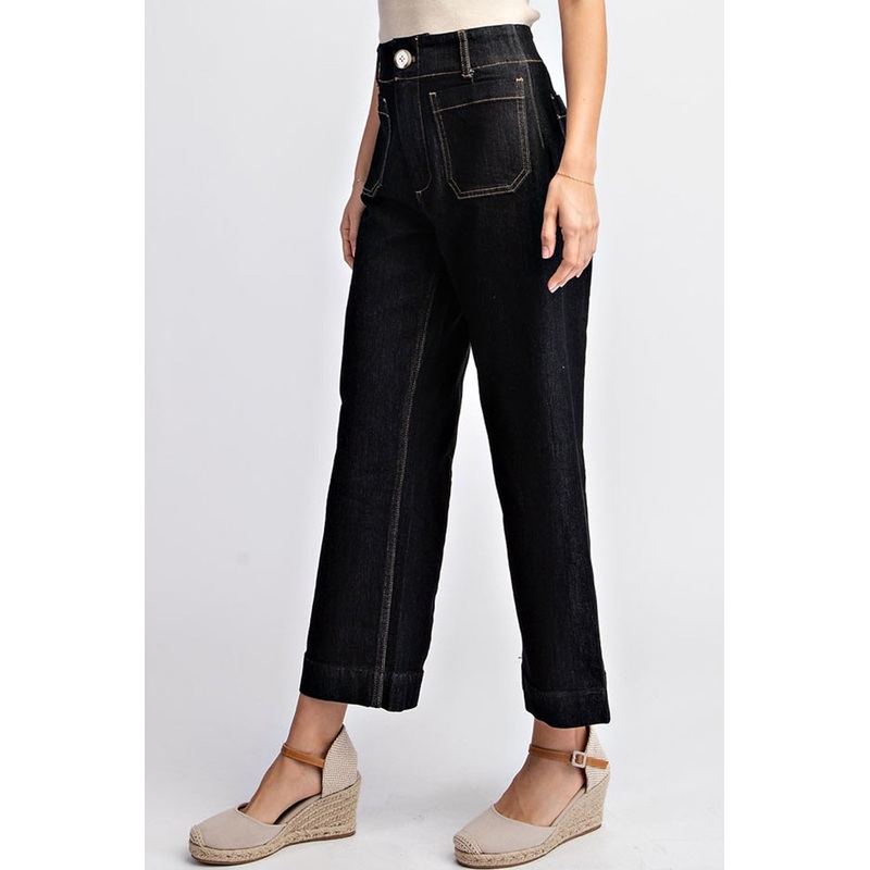 Cropped Straight Leg Black – Denim Small