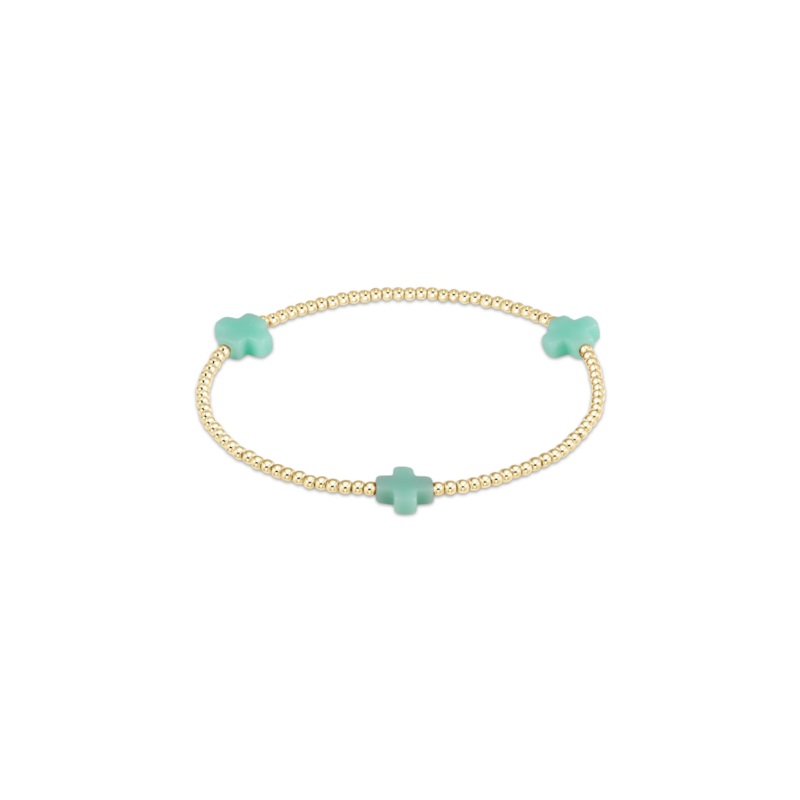 enewton  Signature Cross Gold Pattern 2mm Bead Bracelet Mint
