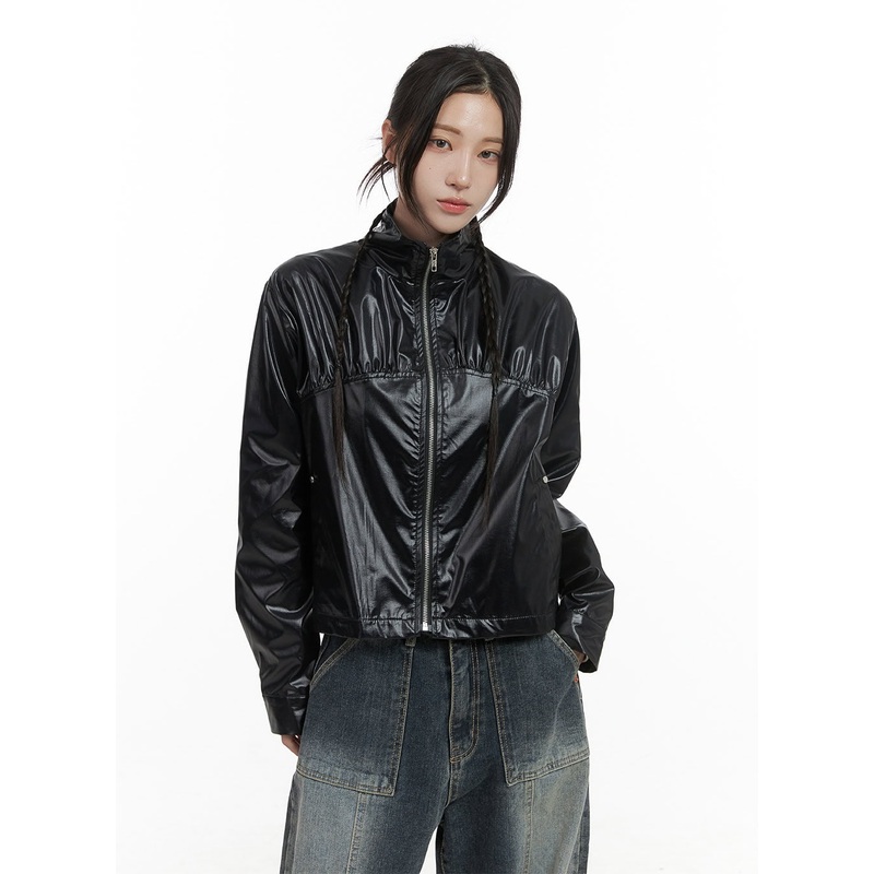 Sleek  Zip-Up Polyester Jacket CS430 Black S/M