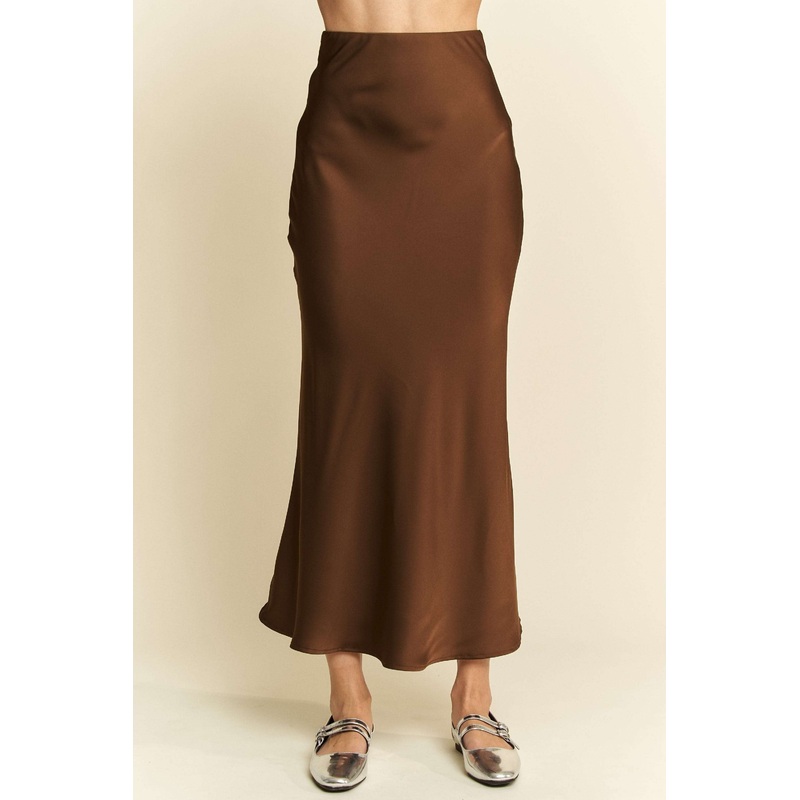 A Line Midi Skirt – Brown Small