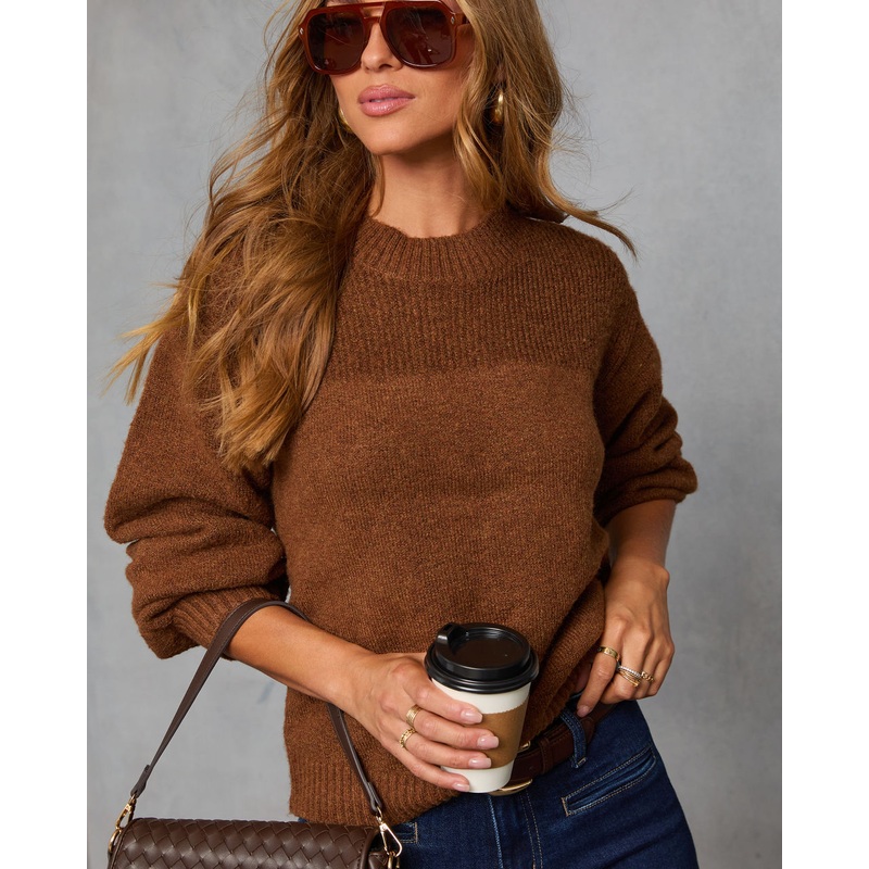 Alana Knit Pullover Sweater Brown XS