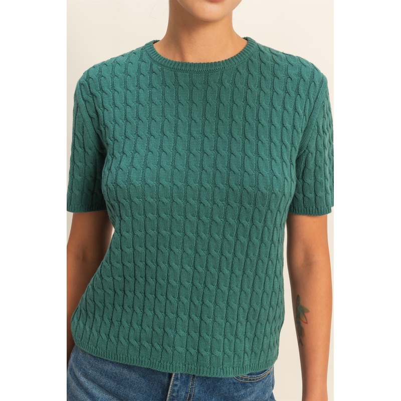 Cable Sweater – Deep Green Small