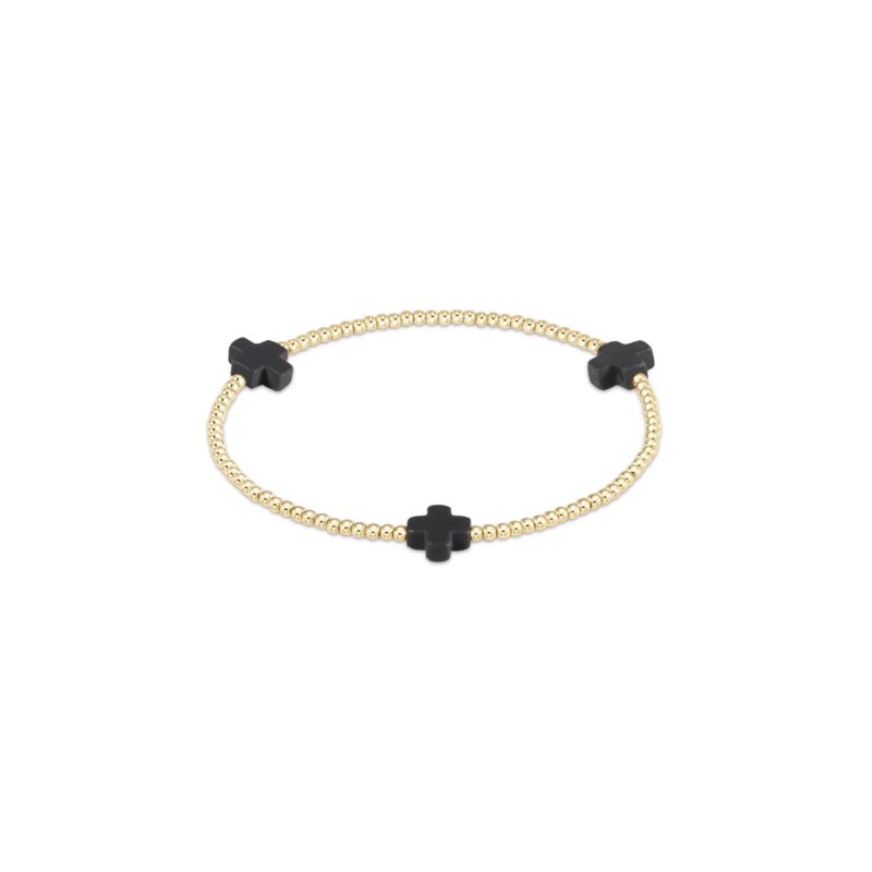 enewton  Signature Cross Gold Pattern 2mm Bead bracelet – Onyx