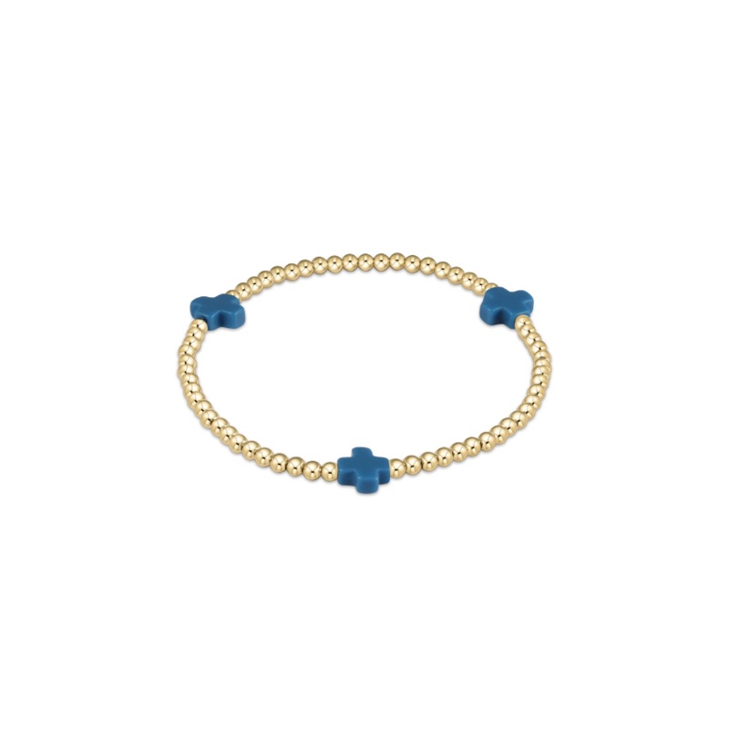 enewton  Signature Cross Gold Pattern 3mm Bead Bracelet – Cobalt