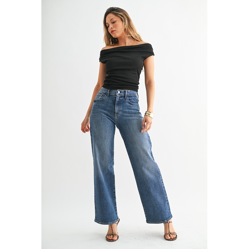 Just Black Denim  Loose Straight With Regular Hem – Medium Denim 25