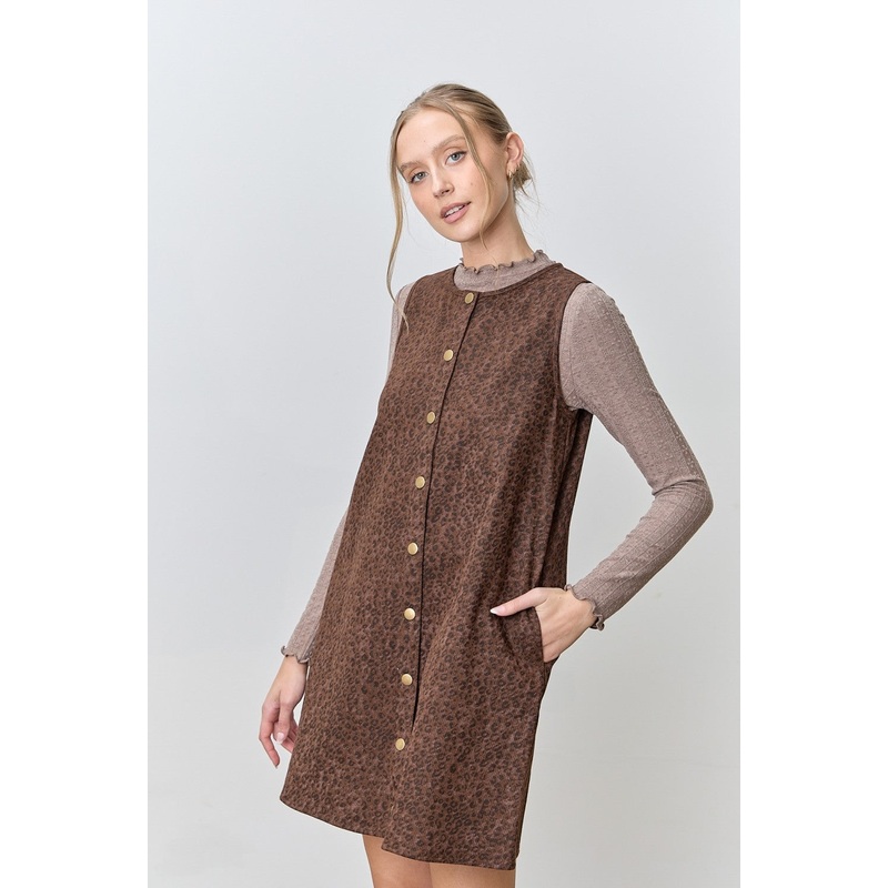 Leopard Print Mini Dress – Brown Small