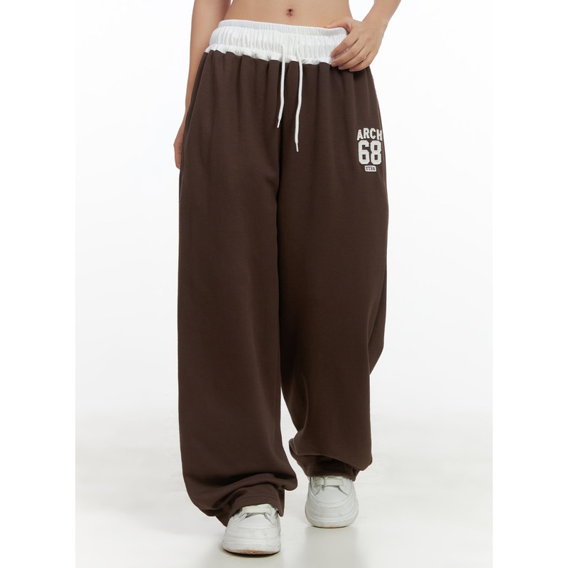 Multi-Color Wide Fit Sweatpants CO402 Brown S/M