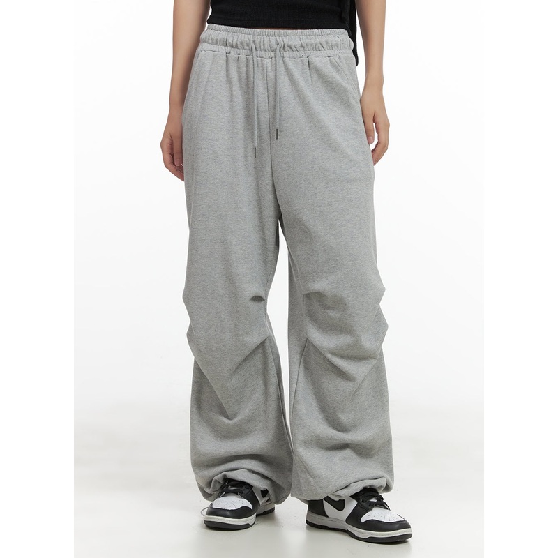 Pintuck String Wide Sweatpants CO404 Gray S/M