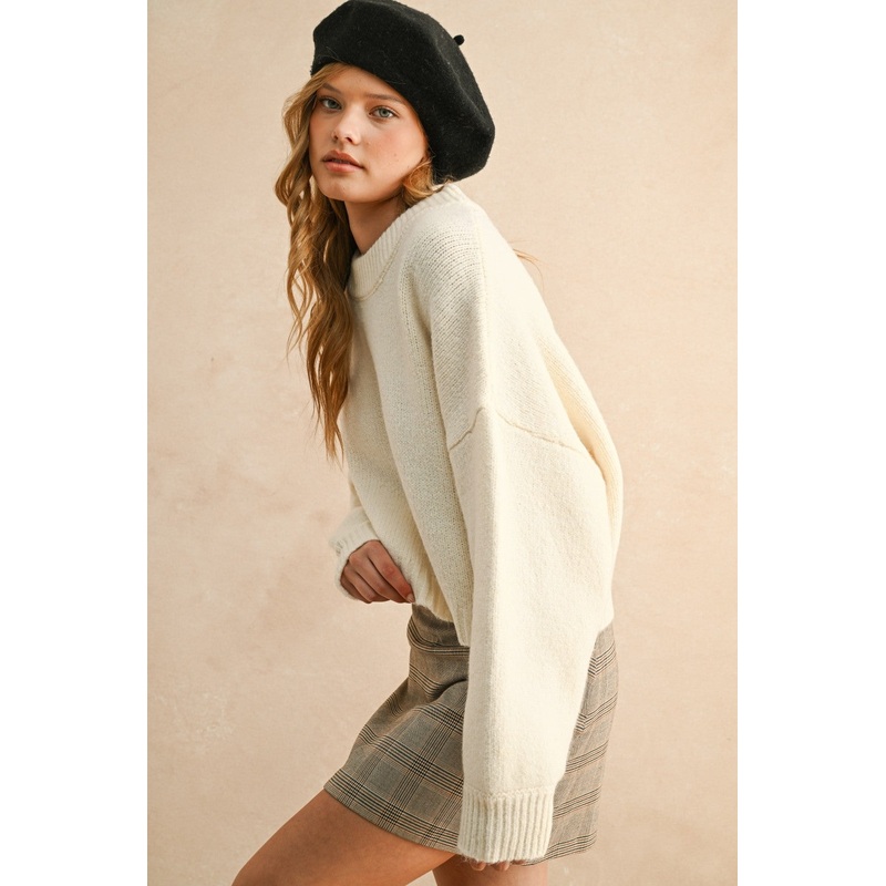 Round Neck Sweater – Cream Small