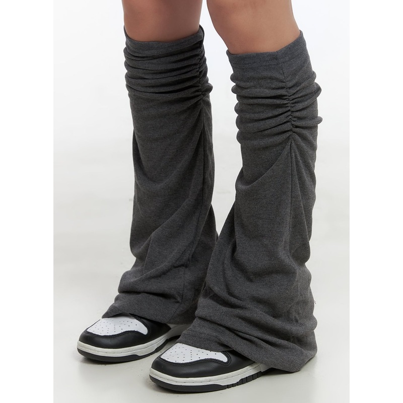 Shirred Cotton Leg Warmers CO404 Gray One Size