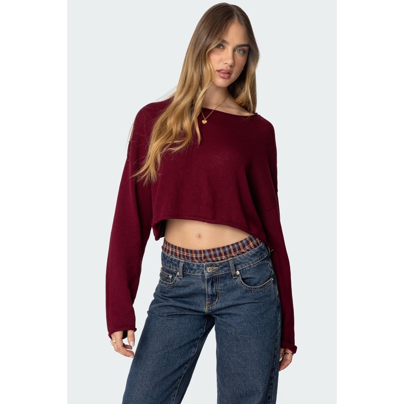 Shyrah Oversized Knit Top BURGUNDY XS