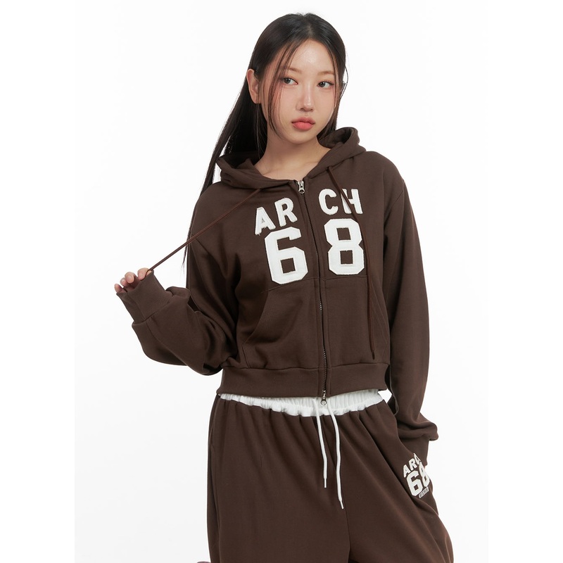 Sports Loose Fit Crop Sweatshirt CO402 Brown S/M