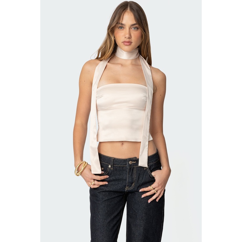 Strapless Two Piece Scarf Top CHAMPAGNE XS