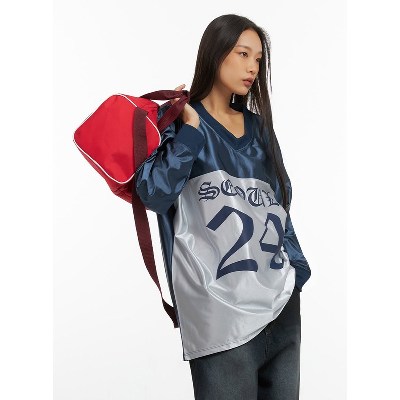 Dark Blue Lettered Poly Sweat V-Neck Hoodie IO409 Dark blue M/L