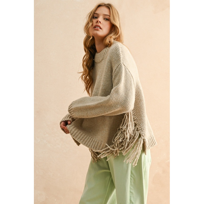 Fringe Sweater – Stone Small
