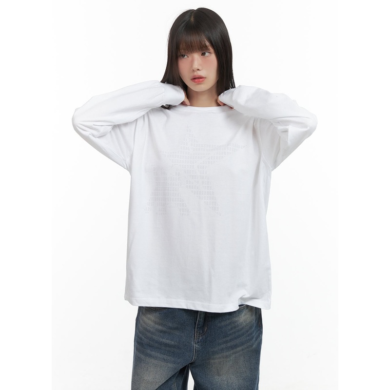 Basic Loose Fit Long Sleeve Tee CO410 White S/M