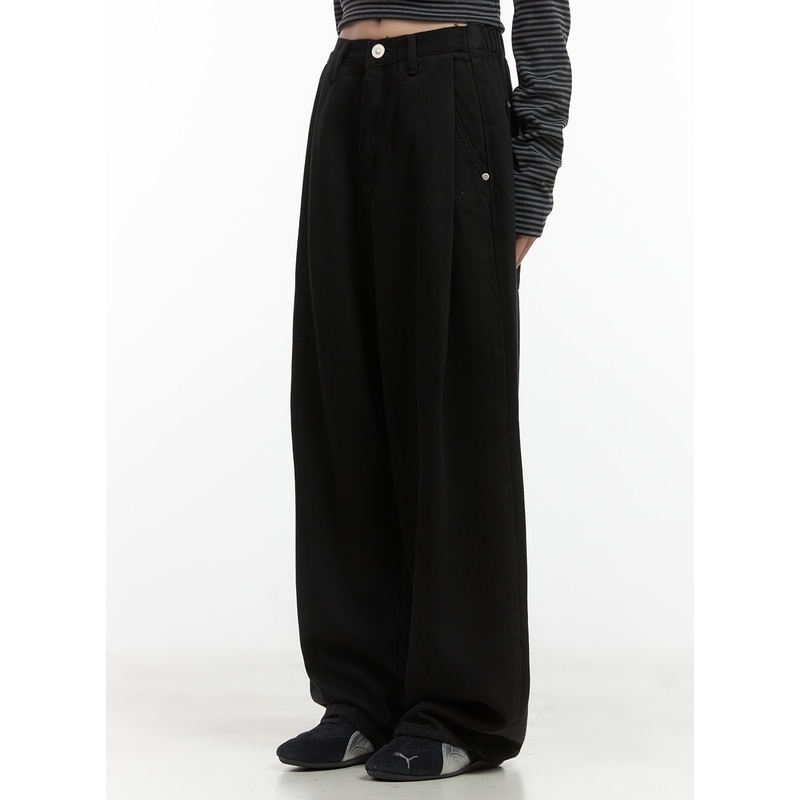 Classic Wide Fit Cotton Pants CO410 Black S/M